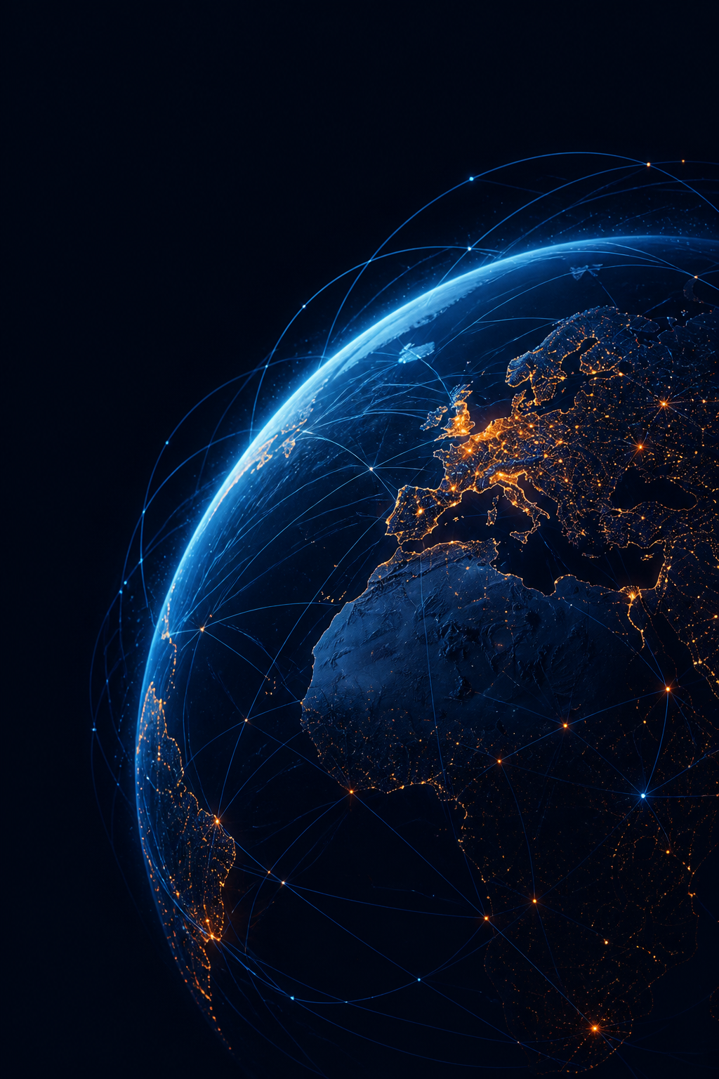 Globo terrestre com redes de dados iluminadas — versão alternativa